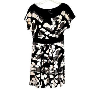 Apt. 9 Women's Dress PS P S Black White Sleeves Short Misses Size 4 6